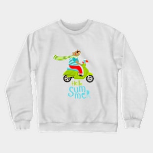 Funny bear on a moped Crewneck Sweatshirt